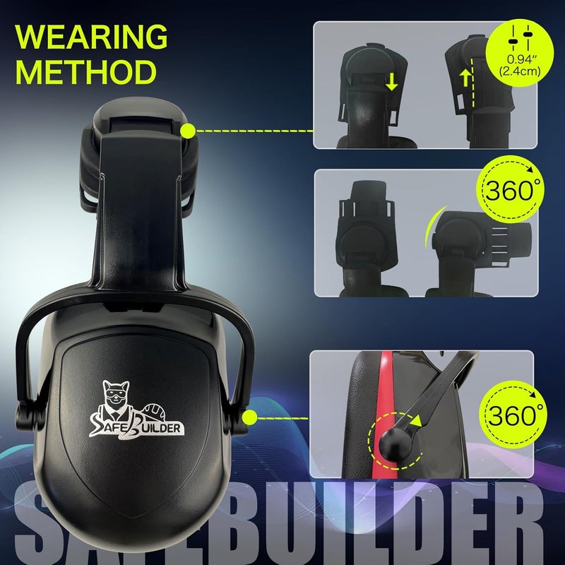 SAFEBUILDER 30dB Ear Muffs Hard Hats Type Safety Earmuffs For Safety Helmet Hearing Protection Earmuffs ANSI S3.19 - Image 5